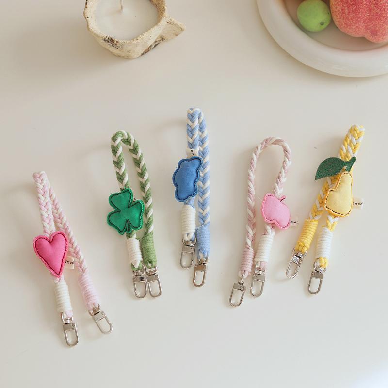 バッグチャーム レディース かわいい 春夏 パステルカラー キャラクターモチーフ コットン編み込み キ..