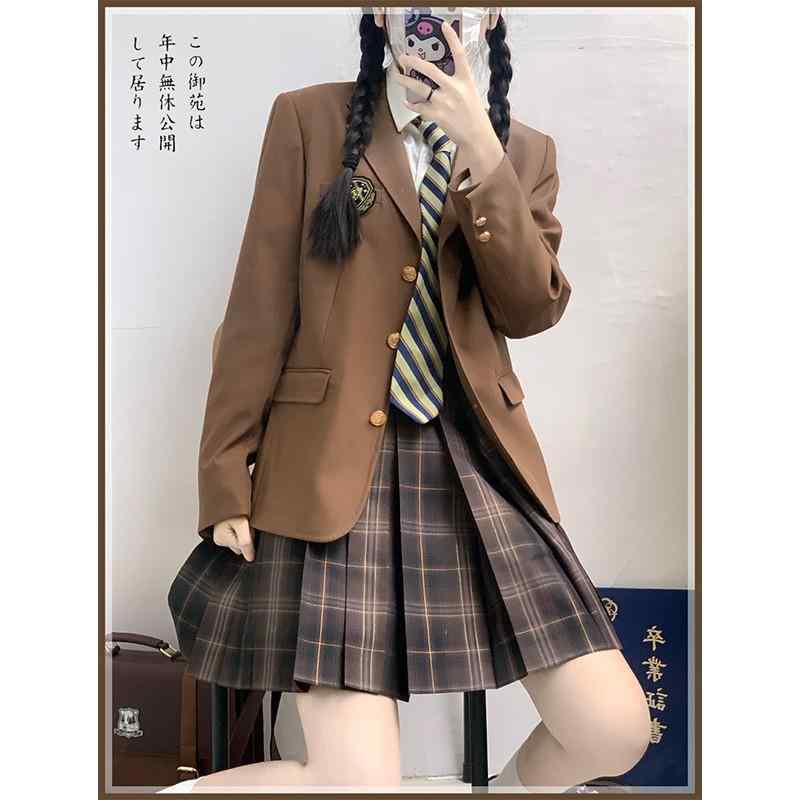ジャケット レディース JK制服 テーラード 秋冬 制服 ブレザー 学生 ポリエステル 茶色 ブラウン