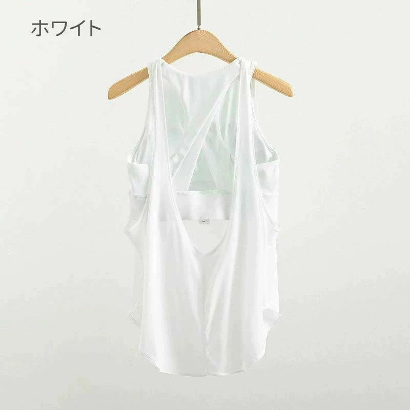 ヨガウェア トップス レディース ホットヨガ フィットネスウェア ロング タンクト...