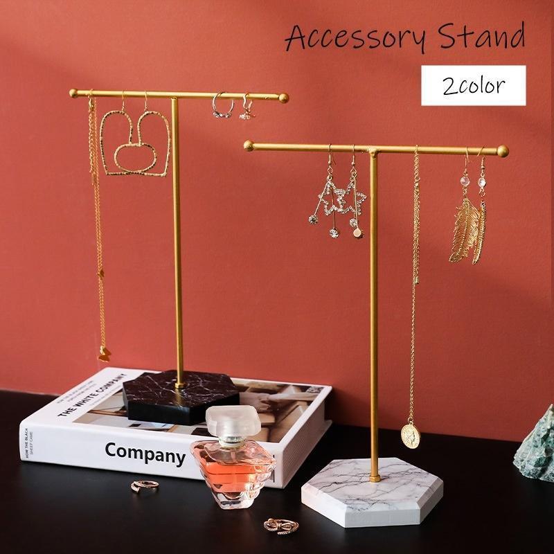 樂天商城 - アクセサリースタンド ディスプレイスタンド インテリア小物 アクセサリー用品 T字 T型 大理石風 吊り下げ ジュエリー イヤリン ピアス ネックレス