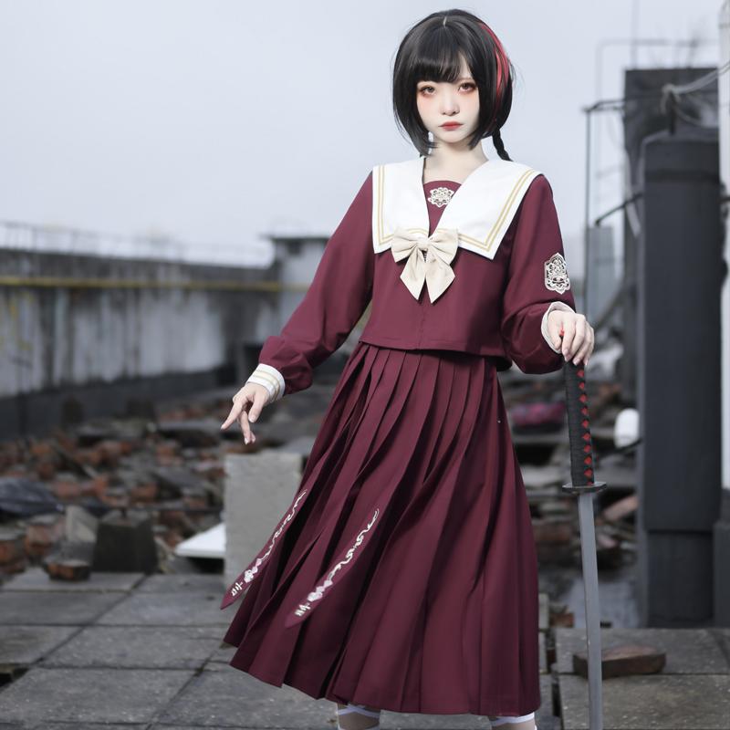 樂天商城 - 制服 トップス スカート レディース コスチューム 仮装 パーティー セーラー コスプレ セットアップ かわいい オールシーズン イベント ロング 長袖 リボン
