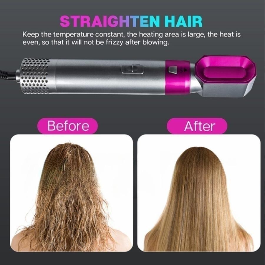 マイナスイオン ヘアドライヤーブラシ ホットエアブラシ 多機能 ヘアードライヤー ...