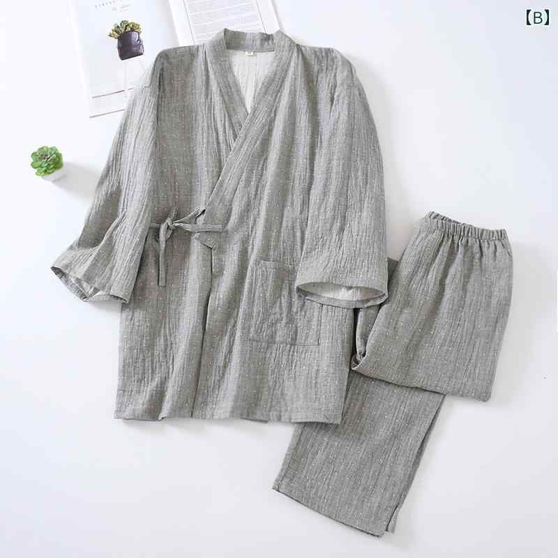 Pijamá Pyjamas Hombres Camiseta Primavera-Verano Longas Mantas Pantalones Largos Pantalones Lentísimos Camiseta Vestíbulo Antes Abierto Día del Padre Regalos Simples Casuales Acuario Gris — vista 2