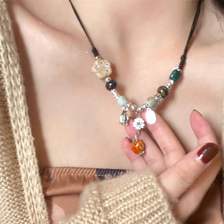 樂天商城 - ビーズネックレス ロープ 女性 新品 チャイナ風 レトロネックレス ハート 水滴 ベル エスニックスタイル ジュエリー レディース セラミック素材 おでかけ かっこいい かわいい