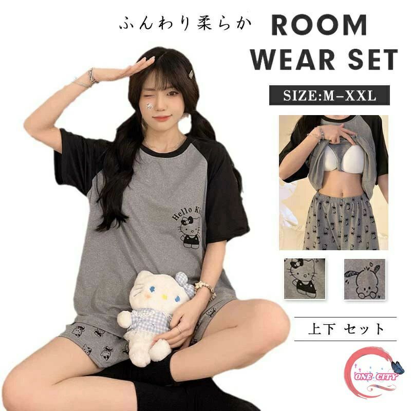 樂天商城 - 健康 快眠 休養 機能性 部屋着 キャラクタープリントスーツの部屋着です 胸パッドをつけます 通気性 パジャマ レディース 半袖