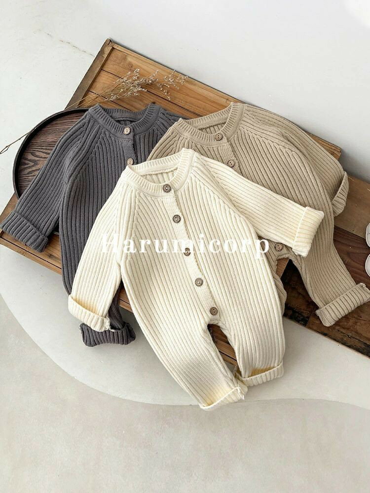 ロンパース ニット セーター春秋冬 ベビー服 女の子 男の子 カバーオール キッズ 長袖 防寒 暖かい 子..
