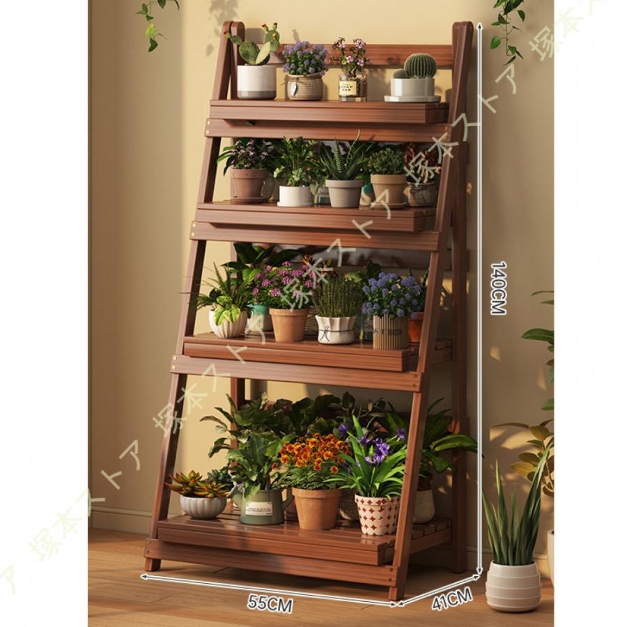 フラワースタンド 鉢スタンド プランタースタンド 組立不要 折りたたみ棚 木製 鉢置き台 おしゃれ 植木..