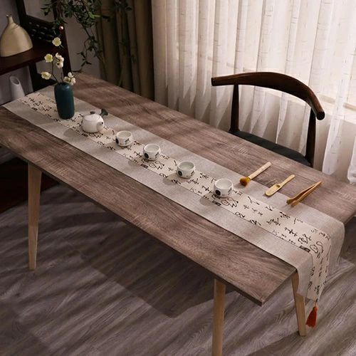 テーブルランナー 綿麻 フリンジ付き テーブルセンター 和風 レトロ おしゃれ 波柄 パッチワーク テー..