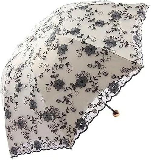 日傘 花柄 レース レディース 折りたたみ傘 おしゃれ 軽量 刺繍 可愛い 軽量 お花 葉っぱ 小さい傘 3段折りたたみ 遮光 ロリータ傘 遮熱 リーフ 携帯用 女性用 エレガント 折りたたみ傘 刺繍