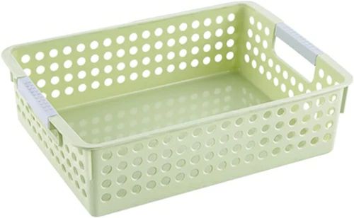 Long Type - 収納バスケット プラスチック 卓上収納 雑貨 小物 化粧品 おもちゃ 書類 雑誌 オムツ入れ 27*18*14cm*2 おもちゃ タオル キッチン グリーン 子供部屋 軽い 丈夫 防塵 インナーケース