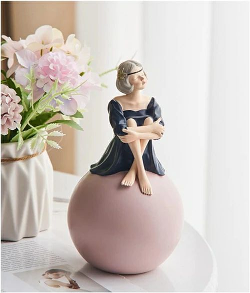 かわいい 人形 オブジェ 樹脂 置物 工芸品 手作り インテリア 人形装飾 綺麗雑貨 飾り物 玄関 部屋 ホーム装飾品 結婚祝い 誕生日 ギフト 贈り物 創造的 オリジナル (F)