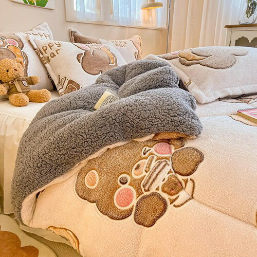 掛け布団 犬柄 熊柄 冬掛布団 ボア付き キング セミダブル 保温力UP 暖かい 裏ボア もこもこ あったか ..