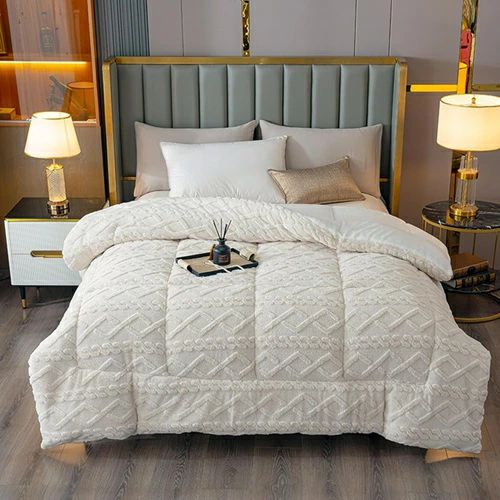 掛けふとん 毛布と掛け布団両用タイプ はだかけ布団 セミダブル シープボア 厚手 秋冬用 ケーブル編み もこもこ あったか 静電気対策 洗える 安眠 毛玉なし 北欧風 寮用 インテリア 200x230