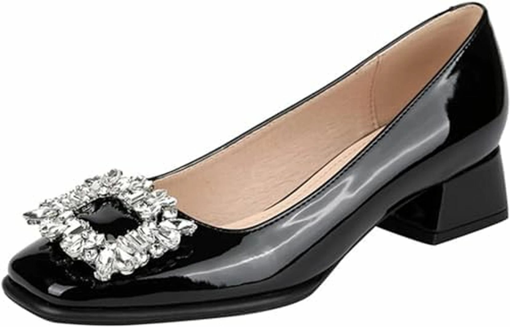 パンプス レディース ローヒール ビジネスシューズ 太ヒール ローヒール エナメル スクエアトゥ 3.5cm太ヒール ミドルヒール 立ち仕事 ローヒール結婚式 可愛い ローヒール 低反発クッション 歩