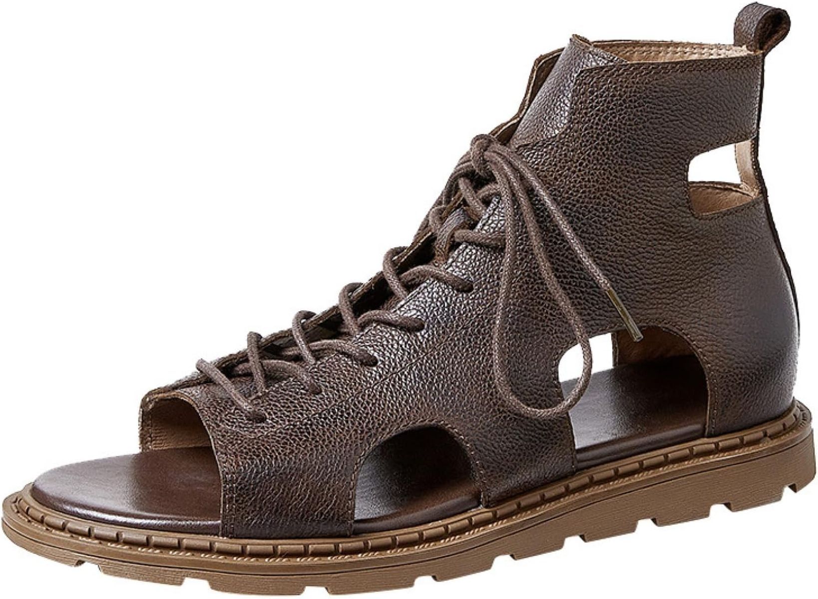 メンズ レザーサンダル ハイカット 本革 レースアップ ブーツサンダル コンフォート ビーチサンダル 滑り止め 通気性 防臭 カジュアル 夏 アウトドアサンダル レトロ調 カッコイイ おしゃれ