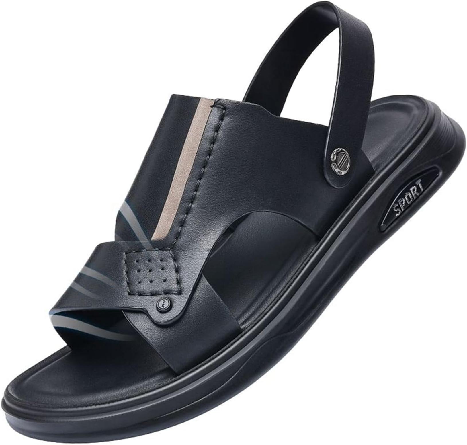 2wayサンダル スリッパ おしゃれ ビーチサンダル メンズ レザー 通気 防滑 アウトドアサンダル 撥水 軽量 ドライバーズシューズ 夏 カジュアルサンダル 外履き おしゃれ 大きいサイズ 室内履き