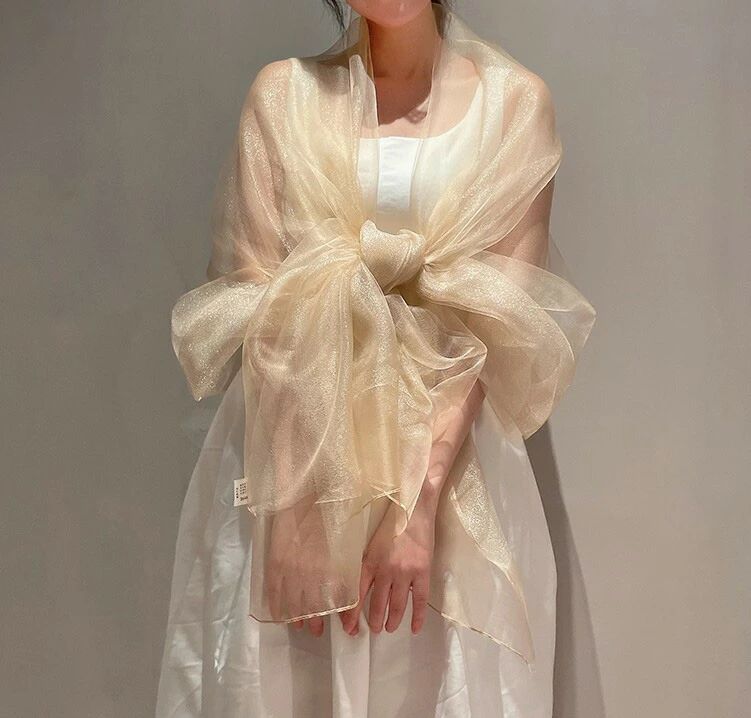 ストール シースルー オーガンジー ショール ウエディングショール フォーマル ブライダルケープ シアー感が美しい！選べる12色