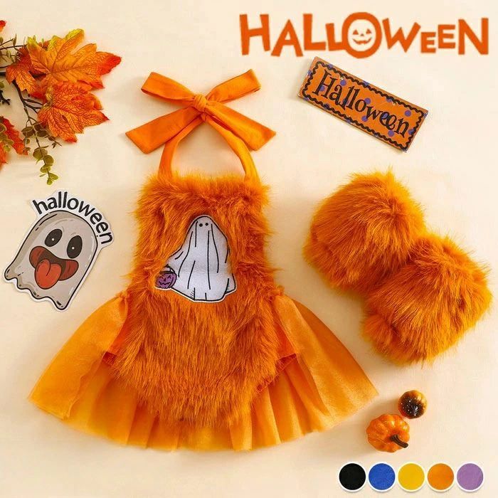 ＼2点セット／ハロウィン 子供服 ワンピース かわいい 手袋 袖なし ベビードレス 女の子 ベビー 子どもドレス ロンパース プリンセス ド