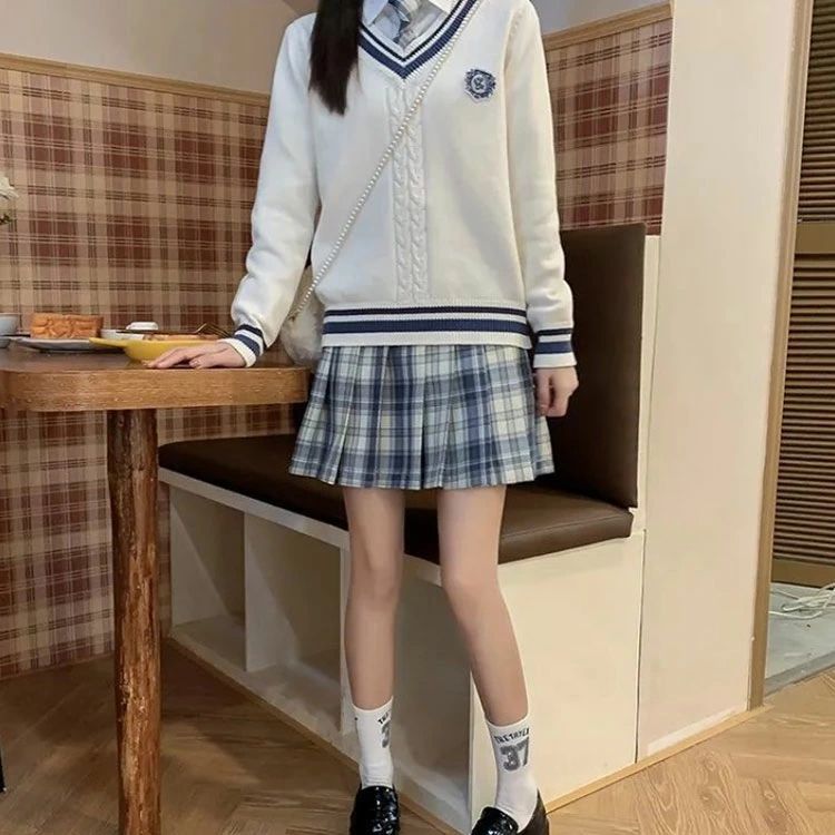 JK制服 制服 セット 長袖 上下セット 女の子 スーツ ニットカーディガン チェックスカート 学生服 制服セット 女子高校生 高校生制服 女子高生 卒業式 入学式 送料無料