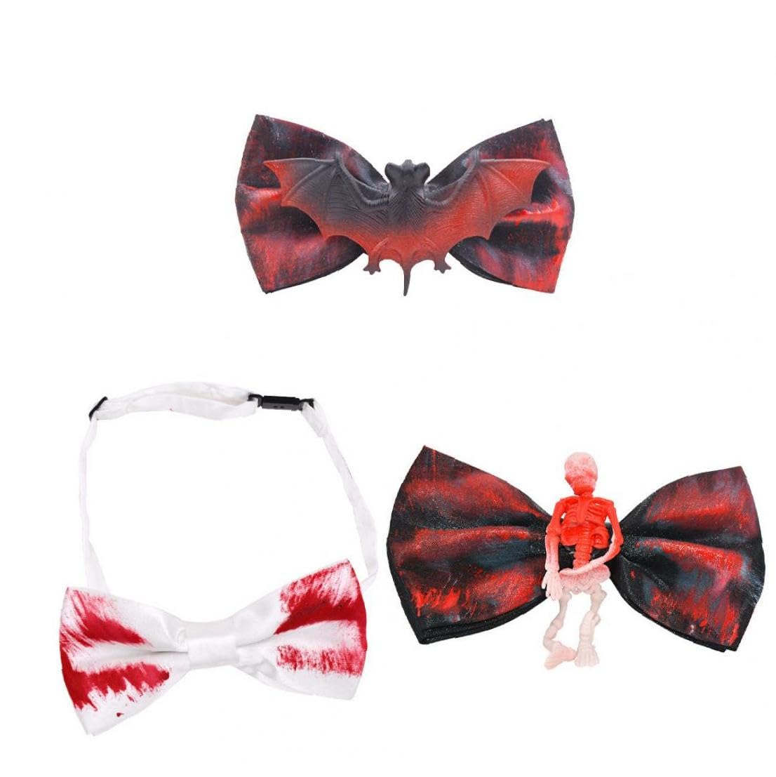 ハロウィーン蝶ネクタイ ネックウェア 事前に結ばれた 調整可能 テロスケルトン バット装飾 フェスティ..