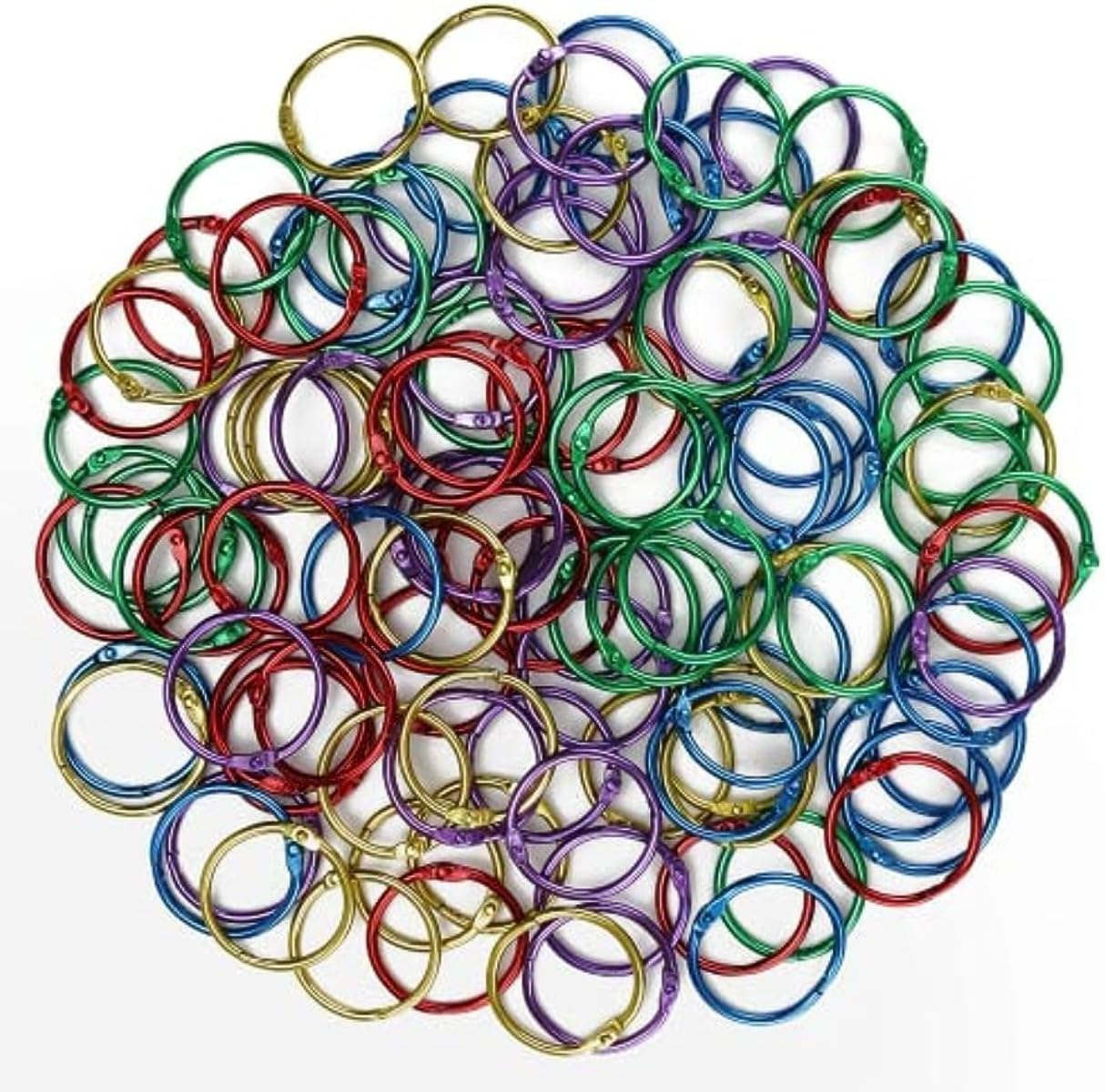 カラーバインダーリング 110個 ニッケルメッキスチール 1インチブックリング ルーズリーフバインダーリ..