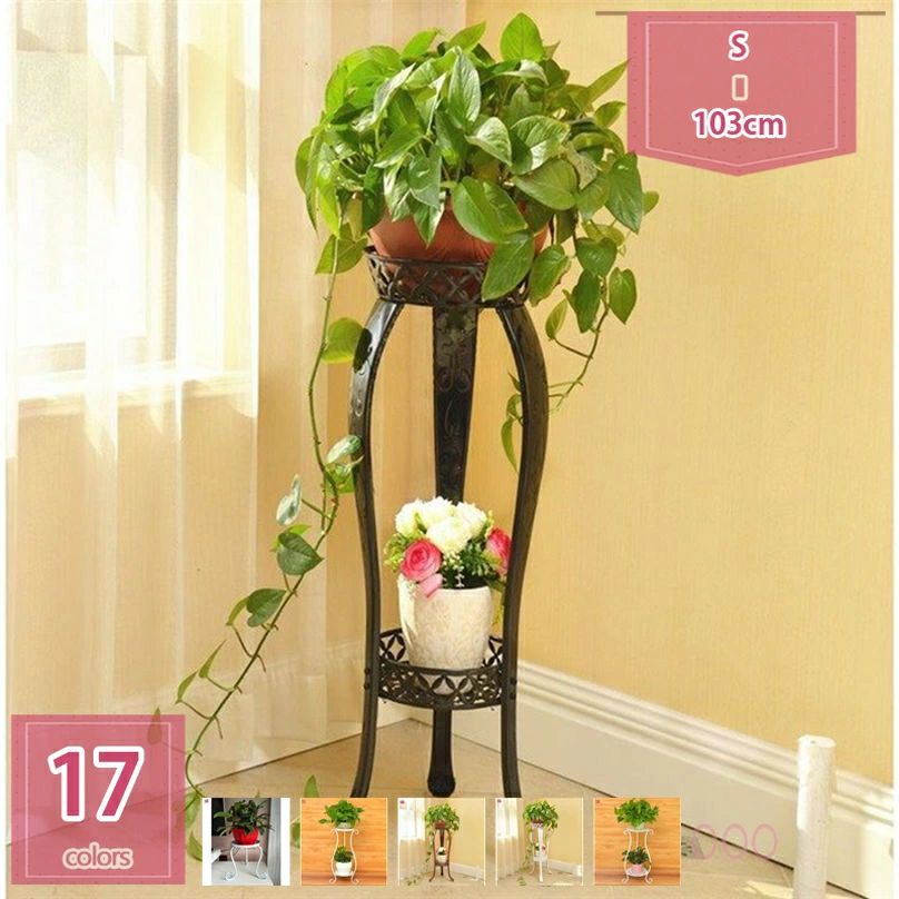 フラワースタンド 2段 花台 アイアン 観葉植物 台 家装飾 室内 屋外 プランタースタンド フラワーラック 植木鉢台 プランター 台 ガーデン、ベテラン、玄関、庭、オフィス、屋外室内の装飾 70cm 80cm（ブラック） holosbird-goods1