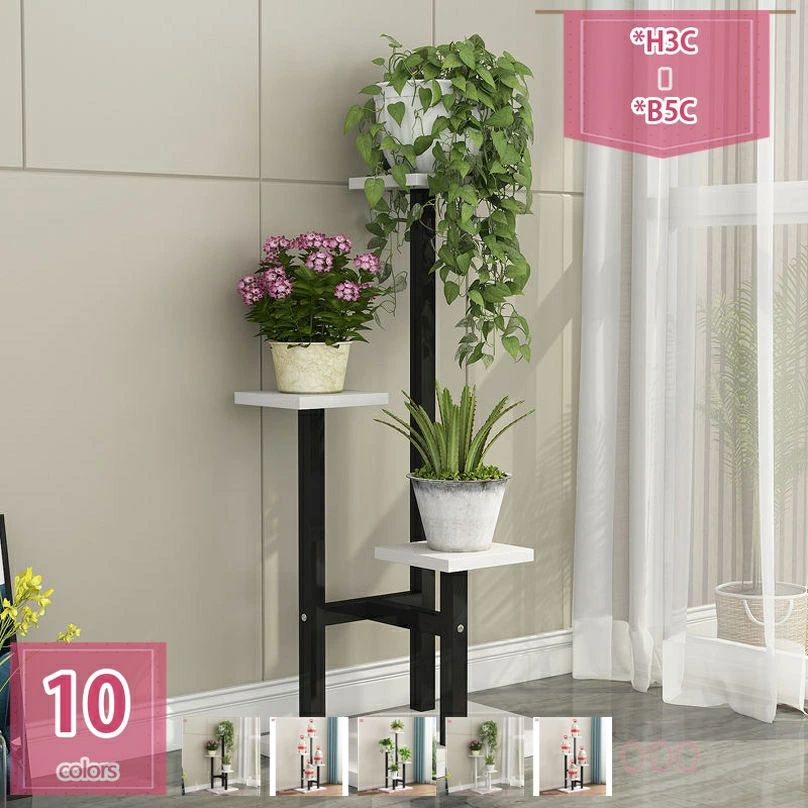 フラワースタンド 花台 おしゃれ ガーデニング 棚 アイアン製 植木鉢 スタンド 鉢植え/観葉植物/盆栽 プランタースタンド ベランダ/玄関/室内/屋外 ガーデンラック スリム シンプル 四角 北欧 4段 5段 ナチュラル holosbird-goods1