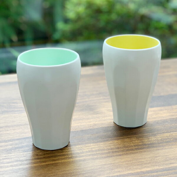 有田焼　面取フリーカップ（グリーン・イエロー）