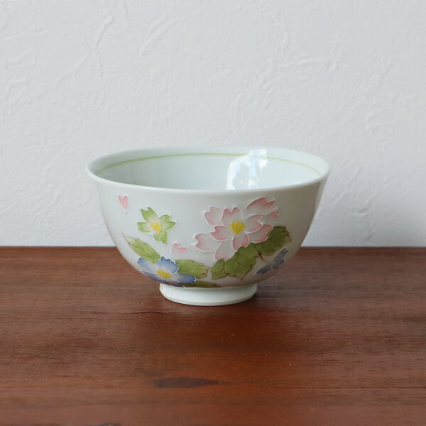 有田焼　一珍八重桜　渕切茶碗（小）　9-167