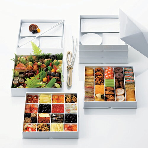 【送料無料】有田焼 李荘窯 家型七段重 白磁(取皿・紐セット)