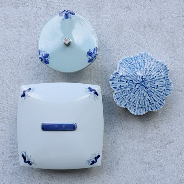 【アウトレット福袋】【送料無料】有田焼　蓋物福袋　青3点セット