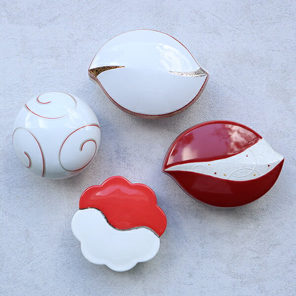 【アウトレット福袋】【送料無料】有田焼　蓋物福袋　赤4点セット