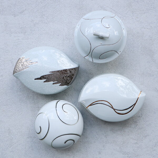 【アウトレット福袋】【送料無料】有田焼　蓋物福袋　白4点セット