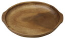木製品 アカシア 手付25cm丸プレート 業務用 ステーキ皿 メインディッシュ 木のお皿 盛皿 キッチン雑貨