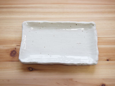 【和食器】白 渕厚四角千筋焼物皿【角皿】【陶器】