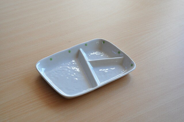 お皿 食器 おしゃれ グリーン水玉おつまみ三品皿の紹介画像3