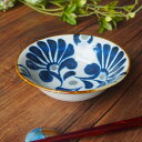 やちむん風 デイゴの花 14cmボウル 4寸鉢 ボウル 鉢 煮物鉢 器 煮物 サラダ フルーツ 青 藍 ブルー 茶色 ブラウン おしゃれ オシャレ 食洗機対応 食器 和食器 業務用 沖縄 琉球 デイゴ 花 かりゆし 縁起物 華やか 賑やか インスタ映え 美濃焼