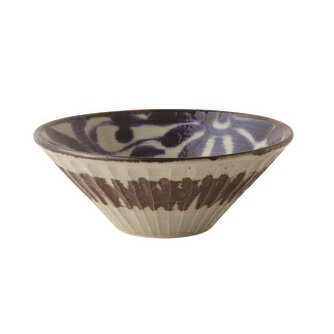 やちむん風 琉球 るり 唐草 Φ18.6cm しのぎ深鉢のサムネイル