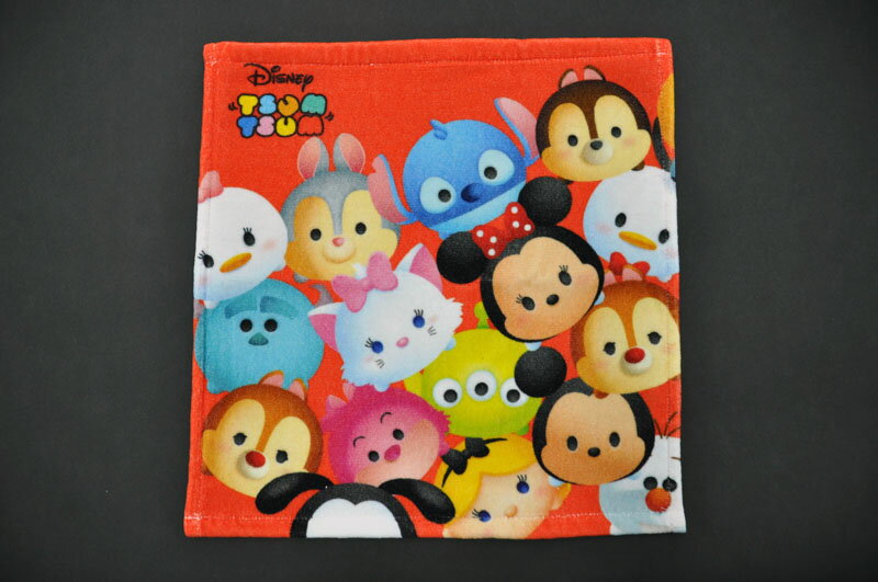 【メール便対応商品】(3セットまで！同梱OK)ディズニー・ツムツム(TSUM TSUM)[ツムツムメニーメニー] ゲストタオル(レッド/RE)　Disney(ディズニー)[ウォッシュタオル][34cm×34cm]【ラッピング不可商品】【こちらは「レッド」です】