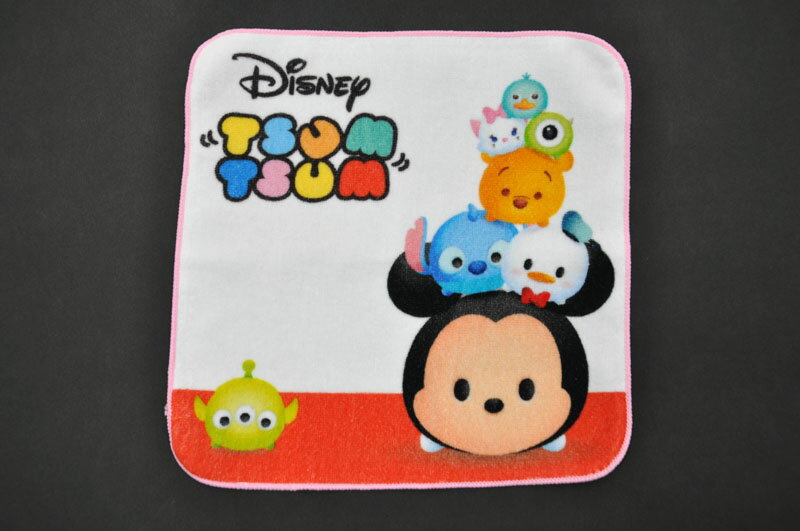 【メール便対応商品】(4セットまで！同梱OK)ディズニー・ツムツム(TSUM TSUM)[ツムツムトップ] タオルハンカチ(レッド/RE)　Disney(ディズニー)[ミニタオル][25cm×25cm]【ラッピング不可商品】【こちらは「レッド」です】