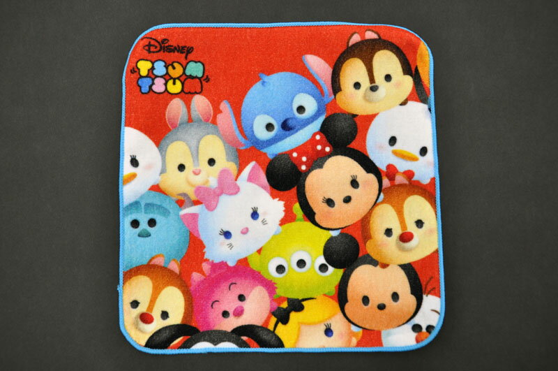 【メール便対応商品】(4セットまで！同梱OK)ディズニー・ツムツム(TSUM TSUM)[ツムツムメニーメニー] タオルハンカチ(レッド/RE)　Disney(ディズニー)[ミニタオル][25cm×25cm]【ラッピング不可商品】【こちらは「レッド」です】