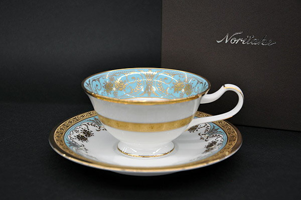 ノリタケ 〜Noritake〜 ティー・コーヒー碗皿(1客)カップ＆ソーサージョージアンターコイズ(GeorgianTurquoise)プレゼント/贈り物/ギフト/誕生日/母の日/父の日敬老の日/クリスマス/記念品