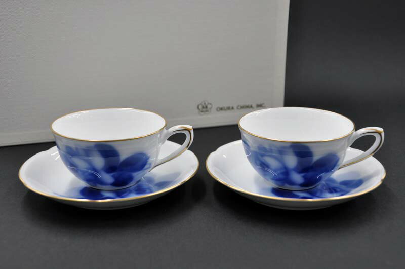 【送料無料】大倉陶園 ブルーローズ(8211Z)ティー・コーヒー碗皿ペアセットお祝/内祝/記念品/贈り物ギフト/プレゼント