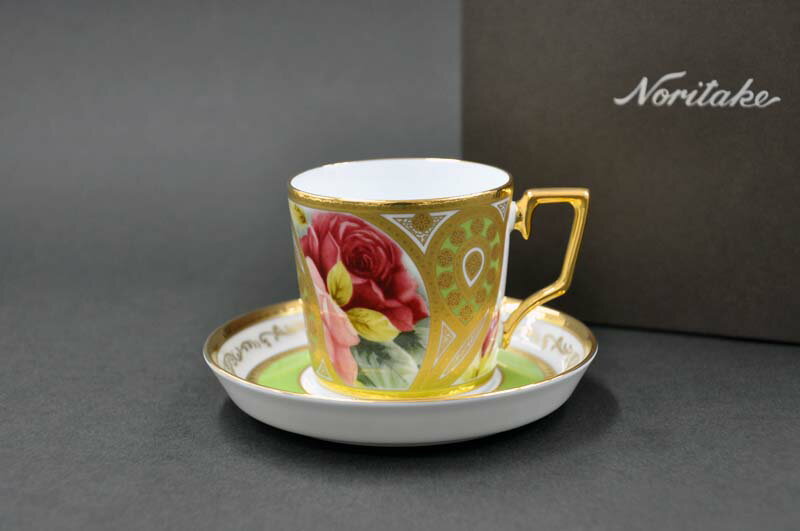 ノリタケ 〜Noritake〜 コーヒー碗皿(若草色絵薔薇文)オマージュ コレクション(THE HOMAGE COLLECTION)