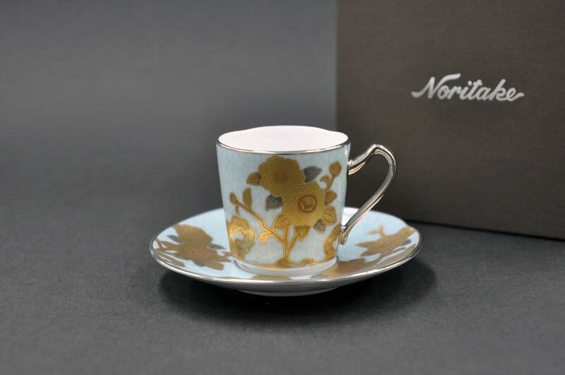 ノリタケ 〜Noritake〜 デミタス碗皿[エスプレッソ](淡青絵薔薇文)オマージュ コレクション(THE HOMAGE COLLECTION)[オールドノリタケ]