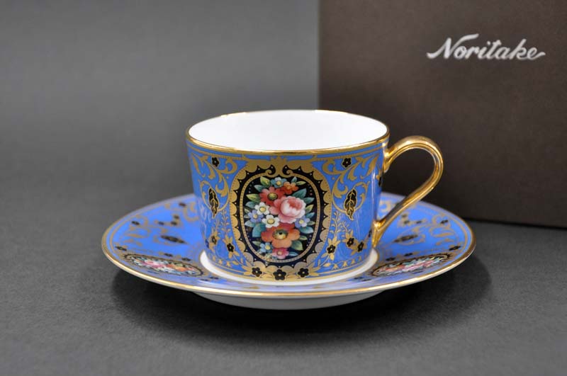 ノリタケ 〜Noritake〜 カプチーノ碗皿(青絵花文)オマージュ コレクション(THE HOMAGE COLLECTION)