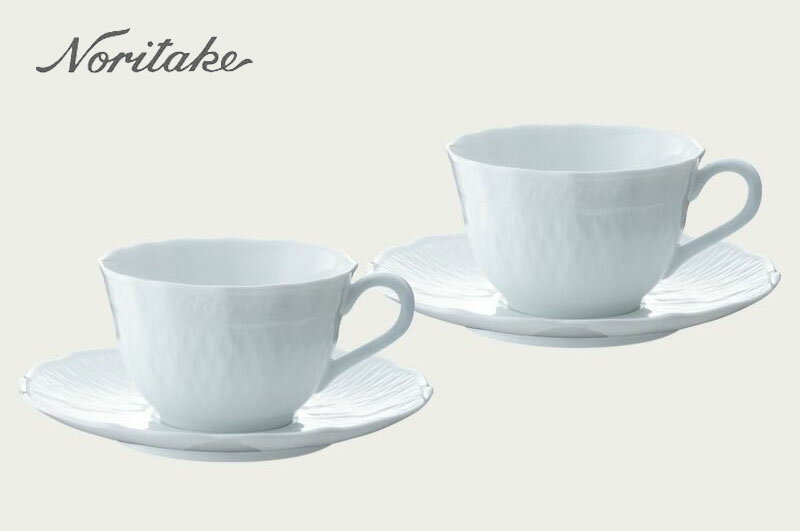 ノリタケ 〜Noritake〜 カップ＆ソーサーセットペア(2客)シェール ブラン(CHER BLANC)