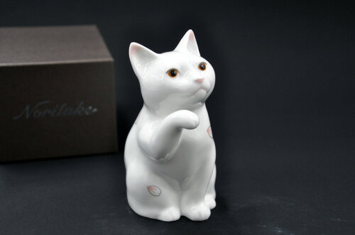 艶やかなボーンチャイナの「招き猫」ノリタケ 〜Noritake〜置物「招き...