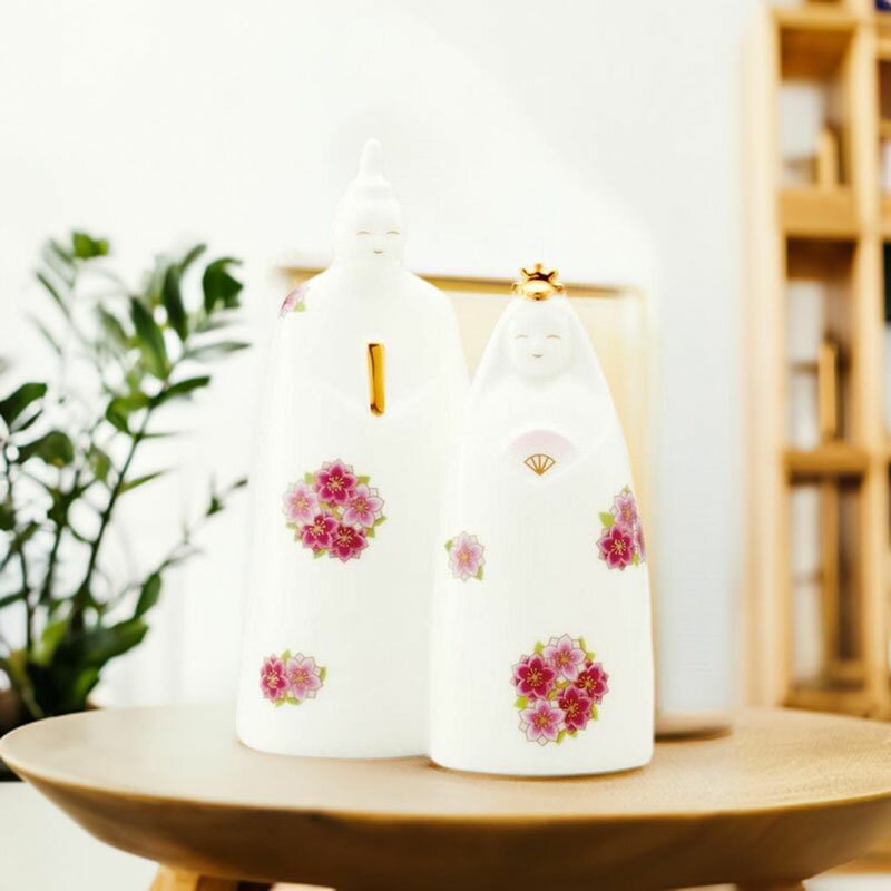 ノリタケ 〜Noritake〜置物 歳時記飾り 立雛（小） 桃の花　[雛人形][ひな人形]