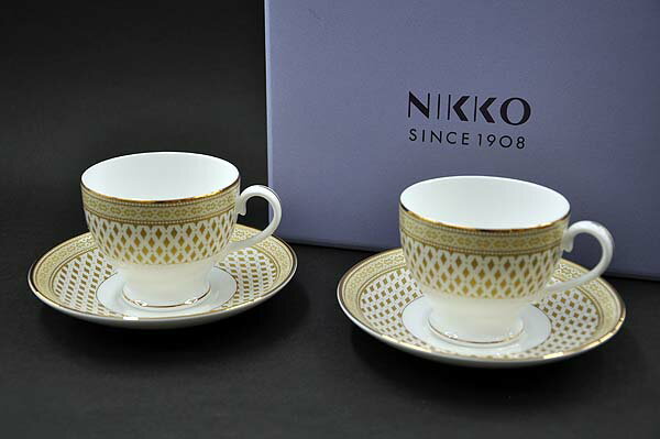 [NIKKO(ニッコー)] Granada(グラナダ)カップ＆ソーサー(ペアセット) [240cc]【ゴールド(gold)】FINE BONE CHINA (ファインボーンチャイナ)NIKKO SINCE1908【送料無料】